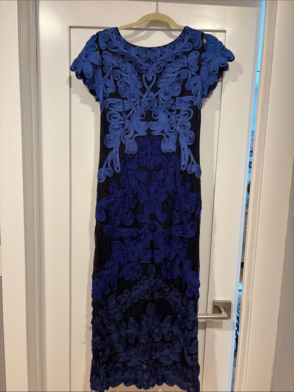 Blue Embroidered Sheath Dress - Women's
